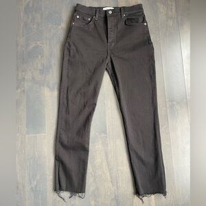 Reformation Black Distressed Hem Jeans Size 28